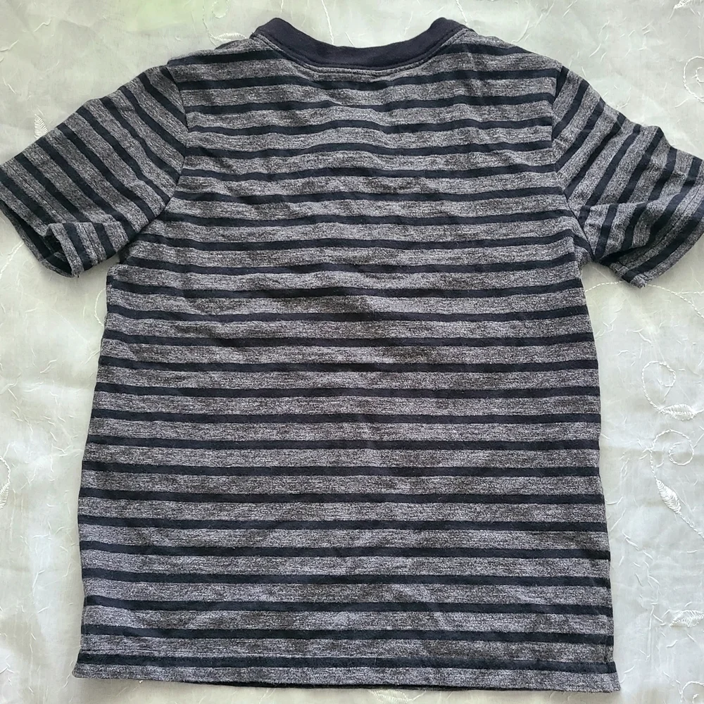 Carter's Boys 7 Black And Gray Striped Kids Shirt Buttons Back To School Preppy